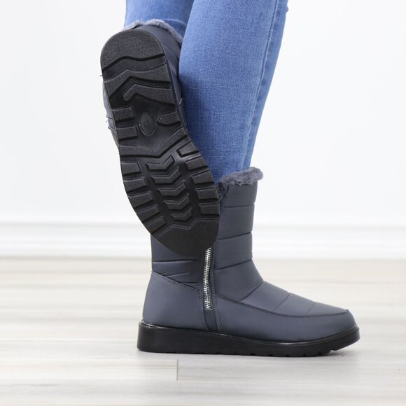 Rain Ankle Boots Weather Resistant Warm Synthetic Fluff Inside Grey - Picture 5 of 14